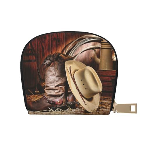 JONGYA Mexikanische Otomi Tiere Stilvolle bedruckte Ledertasche mit 12 Steckplätzen für Karten und kleine Gegenstände, Cowboy Black Hat Westernstiefel, Einheitsgröße, Visitenkartenhalter von JONGYA