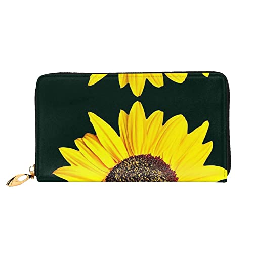 JONGYA Niedliche Handtasche aus Leder mit Seekuh bedruckt, lange Handtasche mit vollem Druck, zeigt Mode und Kreativität, Blühende Sonnenblume, Einheitsgröße von JONGYA