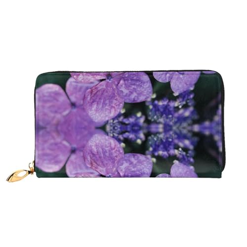 JONGYA Niedliche Handtasche aus Leder mit Seekuh bedruckt, lange Handtasche mit vollem Druck, zeigt Mode und Kreativität, Hortensie Blume, Einheitsgröße von JONGYA