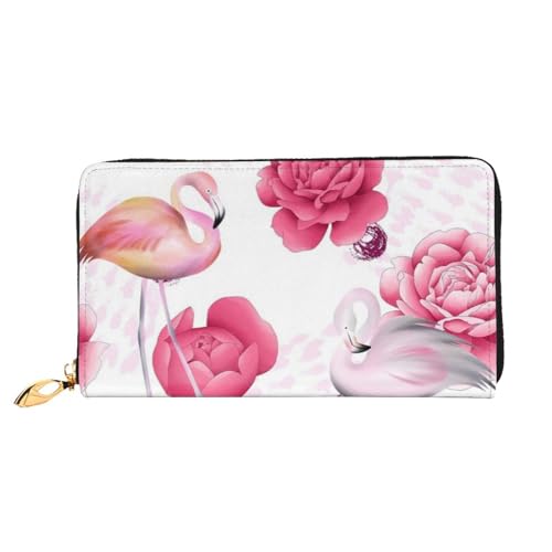 JONGYA Niedliche Handtasche aus Leder mit Seekuh bedruckt, lange Handtasche mit vollem Druck, zeigt Mode und Kreativität, Pink Flamingos, Einheitsgröße von JONGYA