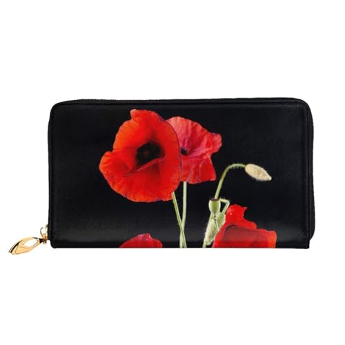 JONGYA Niedliche Handtasche aus Leder mit Seekuh bedruckt, lange Handtasche mit vollem Druck, zeigt Mode und Kreativität, Red Flower, Einheitsgröße von JONGYA