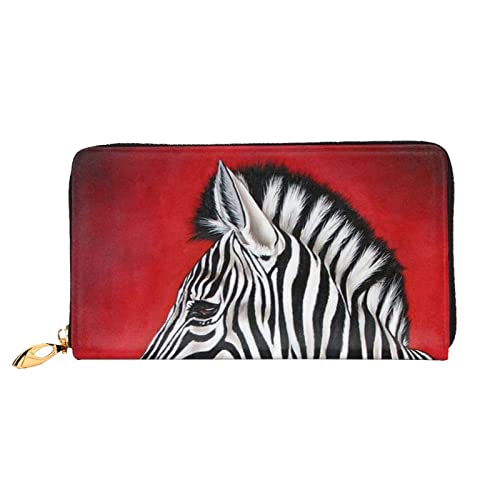 JONGYA Niedliche Weihnachts-Geldbörse aus bedrucktem Leder mit vollem Druck, zeigt Mode und Kreativität, Zebra Red, Einheitsgröße von JONGYA