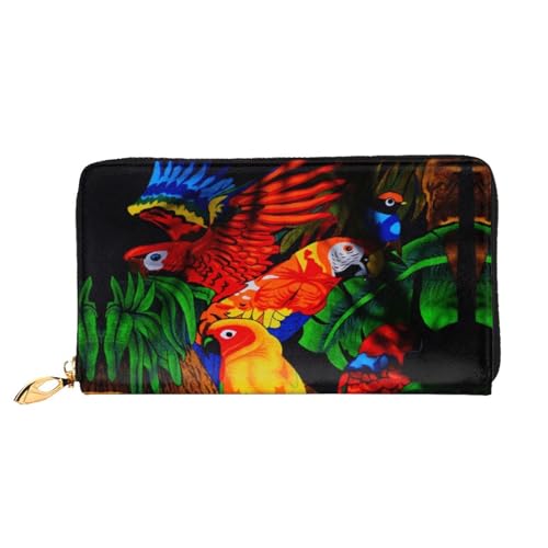 JONGYA Parrot Camouflage bedrucktes Leder lange Handbrieftasche mit vollem Druck, zeigt Mode und Kreativität von JONGYA