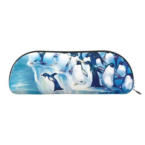 JONGYA Penguins Leder-Aufbewahrungstasche, halbrund, stilvolle und funktionale Bleistifttasche, Aufbewahrungstasche, Make-up-Tasche, Mehrzweck-Organizer, vielseitige Make-up-Tasche, silber, von JONGYA