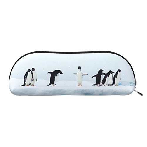 JONGYA Penguins Leder-Aufbewahrungstasche, halbrund, stilvolle und funktionale Bleistifttasche, Aufbewahrungstasche, Make-up-Tasche, Mehrzweck-Organizer, vielseitige Make-up-Tasche, silber, von JONGYA