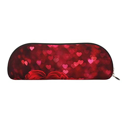 JONGYA Rote Rose Leder-Aufbewahrungstasche, halbrund, stilvolle und funktionale Bleistifttasche, Aufbewahrungstasche, Make-up-Tasche, Mehrzweck-Organizer-Tasche, vielseitige Make-up-Tasche, gold, von JONGYA