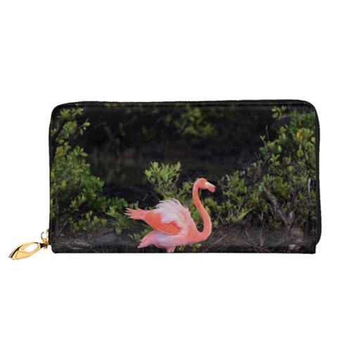 JONGYA Schöne Geldbörse aus Leder mit Heißluftballon-Druck, lange Handbrieftasche mit vollem Druck, zeigt Mode und Kreativität, Zwei Flamingos, Einheitsgröße von JONGYA