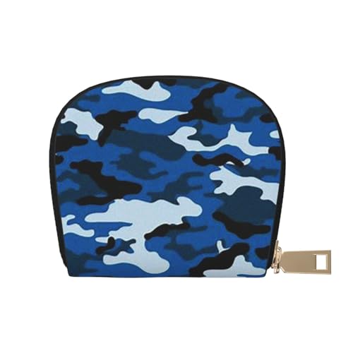 JONGYA Schwarze weiße und rote Rosen, stilvolle bedruckte Ledertasche mit 12 Fächern für Karten und kleine Objekte., Blue Camo1, Einheitsgröße, Visitenkartenhalter von JONGYA