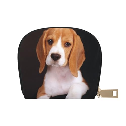 JONGYA Stilvolle bedruckte Ledertasche mit Erdbeere mit 12 Fächern für Karten und kleine Objekte., Ovely Pet Hundebeagle, Einheitsgröße, Visitenkartenhalter von JONGYA