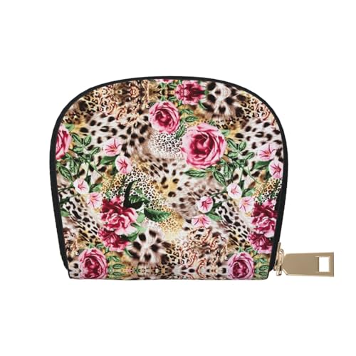 JONGYA Strawberry Stylish Printed Leather Case with 12 Slots for Cards and Small Objects, Tier, Tiger, Leopardenmuster, Rose, Einheitsgröße, Visitenkartenhalter von JONGYA