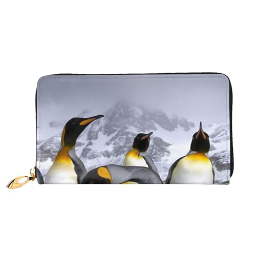 JONGYA Weiße Geldbörse aus Leder mit Blumendruck, lang, mit vollem Druck, zeigt Mode und Kreativität, Arctic Animals Pinguine, Einheitsgröße von JONGYA