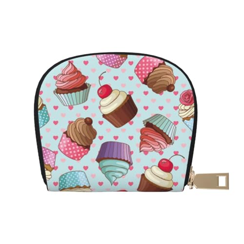 JONGYA Zebra Tiger Leopard Pink Stylish Printed Leather Case with 12 Slots for Cards and Small Objects., Cupcake-Muster, Einheitsgröße, Visitenkartenhalter von JONGYA