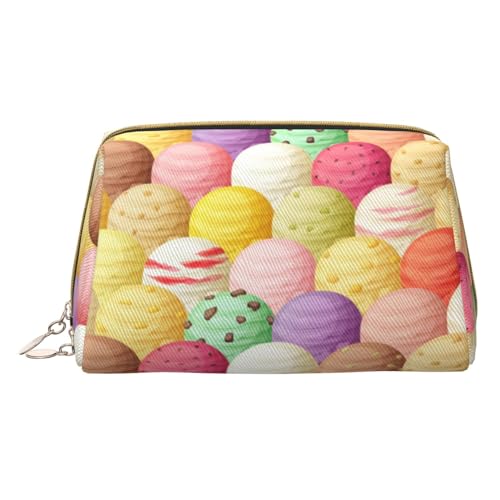 Make-up-Tasche mit Gras-Topf-Motiv, Leder, mit Reißverschluss, perfekt für Kosmetika und Toilettenartikel, ice cream, Einheitsgröße von JONGYA