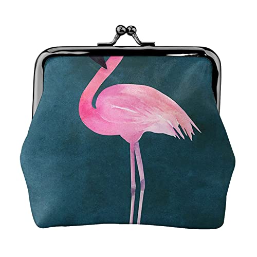 Santa Claus Xmas Gifts Damen Leder Kiss Lock Münzbörse - Stilvolle und kompakte Münzbörse für den täglichen Gebrauch, Halloween Flamingo Hexenhut, Einheitsgröße, Münztasche von JONGYA