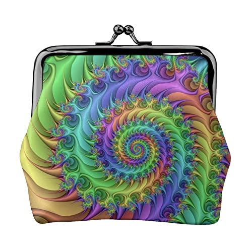 Tie Dye Damen Leder Kiss Lock Münzbörse - Stilvolle und kompakte Münzbörse für den täglichen Gebrauch, Batik, Einheitsgröße, Münztasche von JONGYA