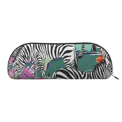 Zebra-Leder-Aufbewahrungstasche, halbrund, stilvolle und funktionale Bleistifttasche, Aufbewahrungstasche, Make-up-Tasche, Mehrzweck-Organizer-Tasche, vielseitige Make-up-Tasche, silber, von JONGYA