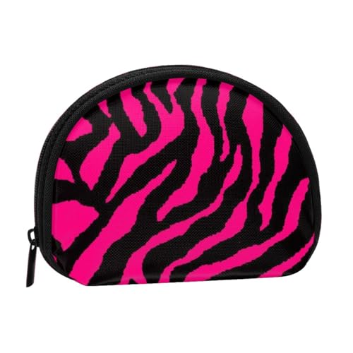 Zebra Tiger Leopard Rosa bedruckte Muschel tragbare Mini-Aufbewahrungstasche für Kleingeld, langlebig und tragbar von JONGYA