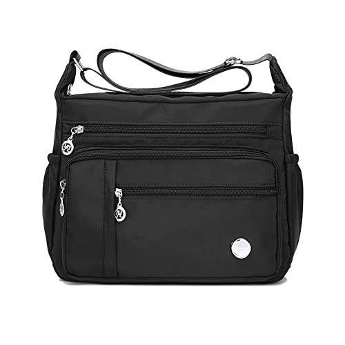 JONON Damen-Umhängetasche, Umhängetasche, modisch, Tragegriff, Handtasche, geräumig, mehrere Taschen, Schwarz Small von JONON