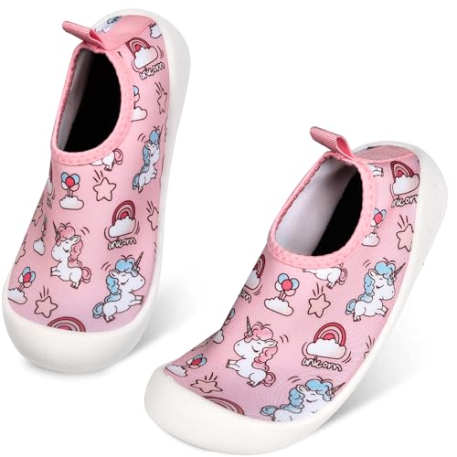 JONRRYIN Badeschuhe Kinder, Wasserschuhe Schwimmschuhe Kinder, Strandschuhe Aquaschuhe Schnell Trocknend für Strand Schwimm (Rosa, Grundschulkind, 25, Numerisch, EU Schuhgrößensystem, M) von JONRRYIN