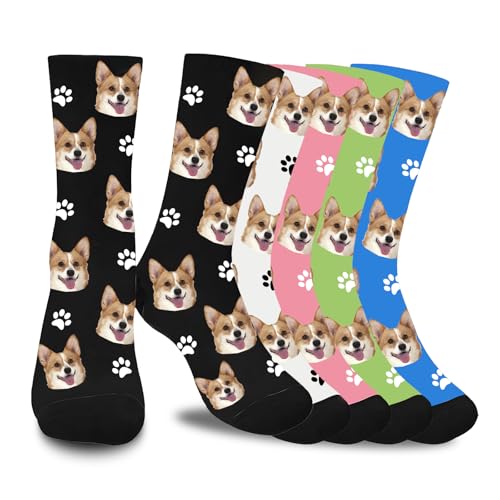 JONZIN Personalisierte Socken mit Foto,Socken mit Gesicht,Socken Bedrucken Foto,Personalisierte Gescenke Socken für Freuen,Männer,Weihnachten,Geburtstagsgeschenk(Paw) von JONZIN