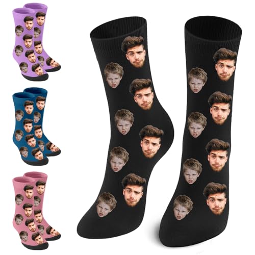 JONZIN Personalisierte Foto Socken, Socken Mit Gesicht Personalisiert, Personalisiert Geschenke Für Freunde, Familie, Paare (Face 2) von JONZIN