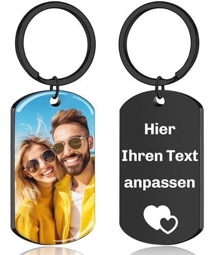 JONZIN Schlüsselanhänger Personalisiert mit Foto & Gravur - Personalisierte Geschenke für Männer Frauen Papa Personalisiert Schlüsselanhänger Freund&Freundin Geschenk (Farbe) von JONZIN