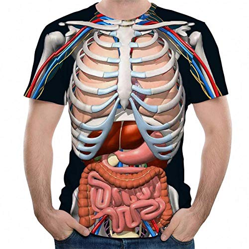 JOOCAR Body Anatomy T-Shirt mit integriertem Organ 3D-Druck, Rundhalsausschnitt, kurzärmelig - XXL JOOCAR Body Anatomy T-Shirt mit integriertem Organ 3D-Druck, Rundhalsausschnitt, kurzärmelig - XXL von JOOCAR