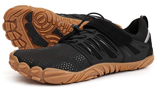 Joomra Damen Minimalistische Trail Running Barfußschuhe - breite Zehenbox, Schwarz (1_ Schwarz/Gum), 38 EU von JOOMRA