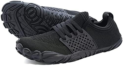 Joomra Damen Minimalistische Trail Running Barfußschuhe | Breite Zehenbox | Zero Drop, B_allblack, 9-9.5 von JOOMRA