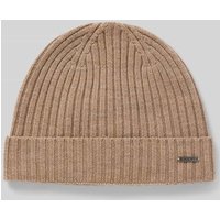 JOOP! Collection Beanie aus Wolle mit Label-Detail Modell 'FRANCIS' in Camel, Größe 1 von JOOP! Collection