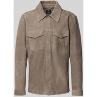 JOOP! Collection Hemdjacke aus Ziegenvelours mit Brusttaschen Modell 'Torn' in Mittelgrau, Größe 54 von JOOP! Collection