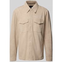 JOOP! Collection Hemdjacke aus Ziegenvelours mit Brusttaschen Modell 'Torn' in Beige, Größe 50 von JOOP! Collection