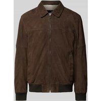 JOOP! Collection Lederblouson mit durchgehendem Reißverschluss Modell 'Laup' in Dunkelbraun, Größe 58 von JOOP! Collection