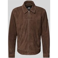 JOOP! Collection Regular Fit Wildlederjacke mit Reißverschlusstaschen Modell 'TOBY' in Dunkelbraun, Größe 50 von JOOP! Collection