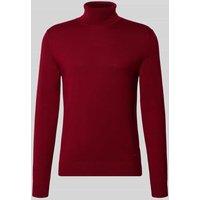 JOOP! Collection Rollkragenpullover aus Schurwolle mit Label-Detail in Kirsche, Größe XXL von JOOP! Collection
