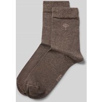JOOP! Collection Socken mit Label-Detail und elastischem Rippenbündchen in Mittelbraun Mel, Größe 39-42 von JOOP! Collection