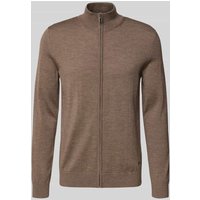 JOOP! Collection Strickjacke aus Schurwolle mit Stehkragen Modell 'Davis' in Mittelbraun, Größe XXL von JOOP! Collection
