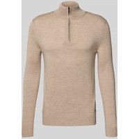 JOOP! Collection Strickpullover aus Schurwolle mit Stehkragen Modell 'Dario' in Beige, Größe L von JOOP! Collection