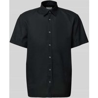 JOOP! Jeans Regular Fit Freizeithemd aus Leinen-Baumwoll-Mix in Black, Größe M von JOOP! JEANS