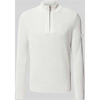 JOOP! Jeans Strickpullover mit Troyer-Kragen in Hellgrau, Größe S von JOOP! JEANS