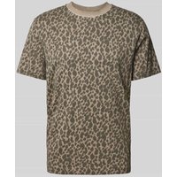 JOOP! Jeans T-Shirt mit Animal-Print Modell 'Curtis' in Taupe Melange, Größe M von JOOP! JEANS