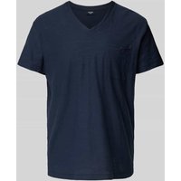 JOOP! Jeans T-Shirt mit V-Ausschnitt und Brusttasche in Marine Melange, Größe L von JOOP! JEANS