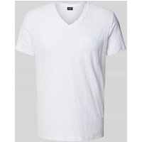 JOOP! Jeans T-Shirt mit V-Ausschnitt und Brusttasche in Weiss, Größe S von JOOP! JEANS