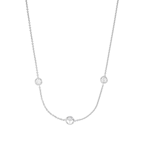 Joop! Kette mit Anhänger 925 Sterling Silber Damen Halsschmuck, mit Zirkonia synth., 42+3 cm, Weiß, Kornblume, Kommt in Schmuck Geschenk Box, 2038047 von Joop!