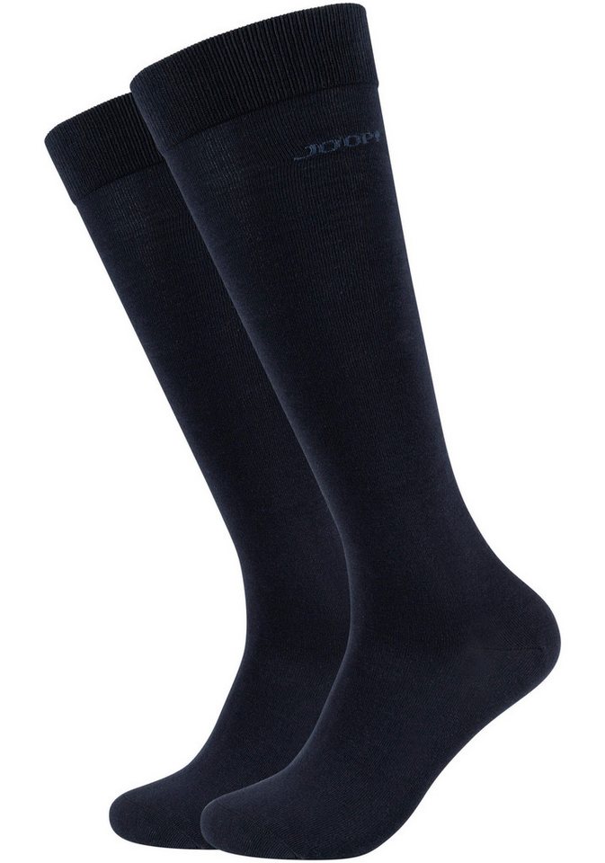 JOOP! Kniestrümpfe premium essentials (2er Pack) mit Logoschriftzug am Bund von JOOP!