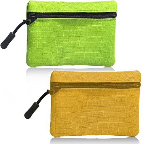 JOOTUEPO 2 Stück Münzgeldbörsen, Münzgeldbörse mit Reißverschluss für Damen, Mini Geldbörse aus Oxford-Stoff, Tragbare Kleine Münzbörse für Mädchen und Jungen (Gelb + Grün) von JOOTUEPO