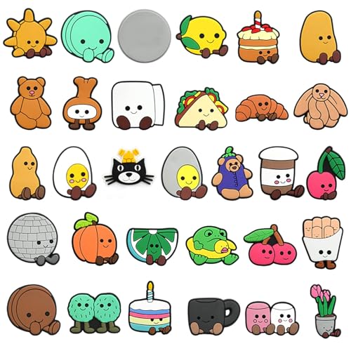 JOOTUEPO 31 Stück Crocs Anstecker, Schuhschmuck,Cartoon-Schuh-Charms, für Crocs Anstecker Glitzer, Schuhanhänger, für Charms Glitzer, PVC Shoe Charm für Mädchen Frauen Kinder von JOOTUEPO