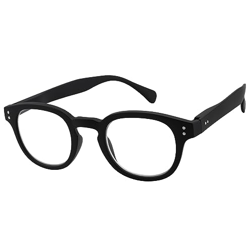 JOOX Vintage Lesebrille mit Federscharnieren,Lesehilfe für Damen und Herren,Blaulichtfilter Leser (Schwarz, 1) von JOOX