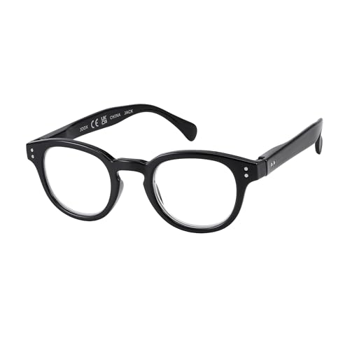 JOOX Vintage Lesebrille mit Federscharnieren,Lesehilfe für Damen und Herren,Blaulichtfilter Leser (Schwarz Glänzend, 1.5) von JOOX