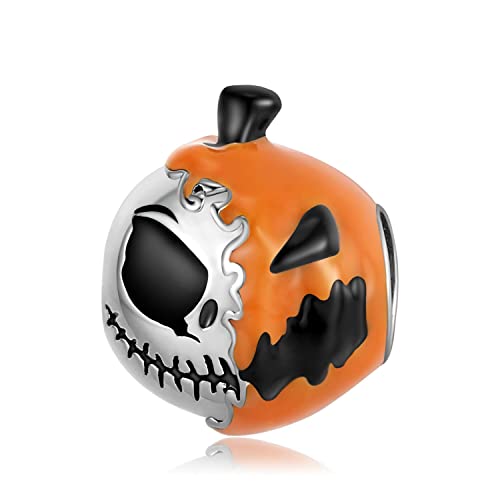 Halloween-Anhänger, Totenkopf-Skelett, Perlen und Jack-Skellington-Hexen-Anhänger für Pandora-Armband, Sterling-Silber Halloween-Anhänger, Totenkopf-Skelett, Perlen und Jack-Skellington-Hexen-Anhänger für Pandora-Armband, Sterling-Silber von JOOY-TASK
